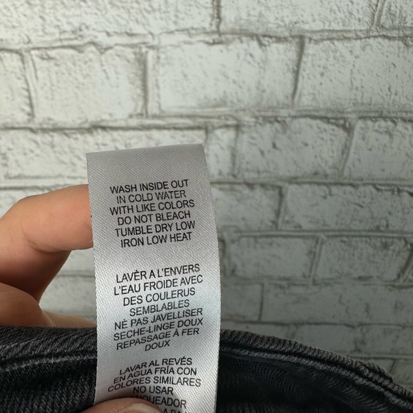 Good American Jeans Good Classic Straight Leg High Waist Ripped Stretch Black 10 - Picture 6 of 11